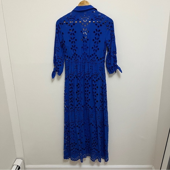Lilly Pulitzer Borealis Blue Amrita Midi Eyelet Shirtdress Sundress Size 0 - Picture 7 of 7
